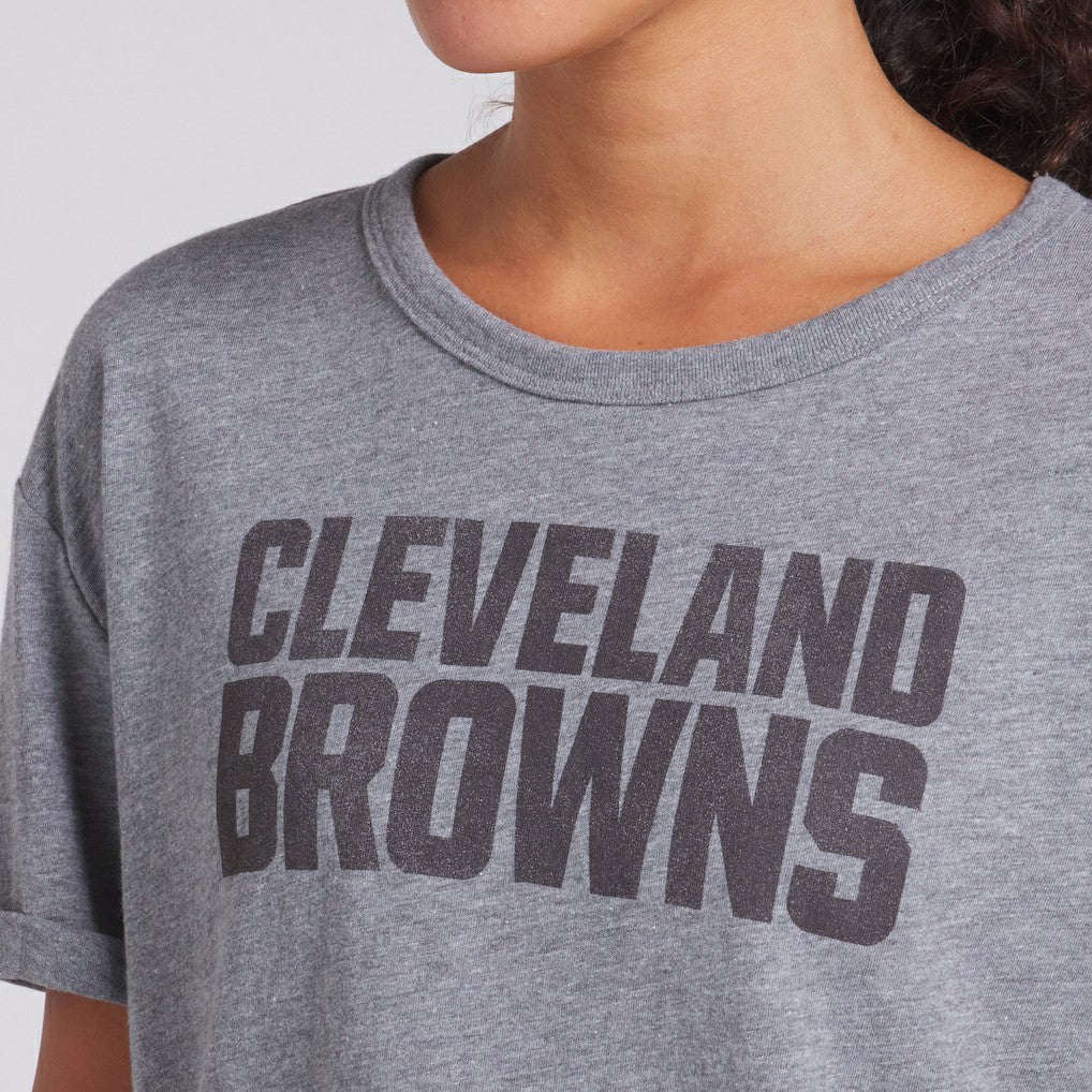 Cleveland Browns Women's Swing Pass Tri-Blend Boxy T-Shirt - Heather Gray sale