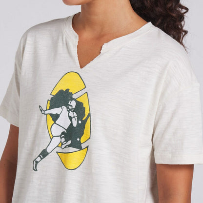 Green Bay Packers Women's Trick Play Slub Boxy T-Shirt - Cream discount