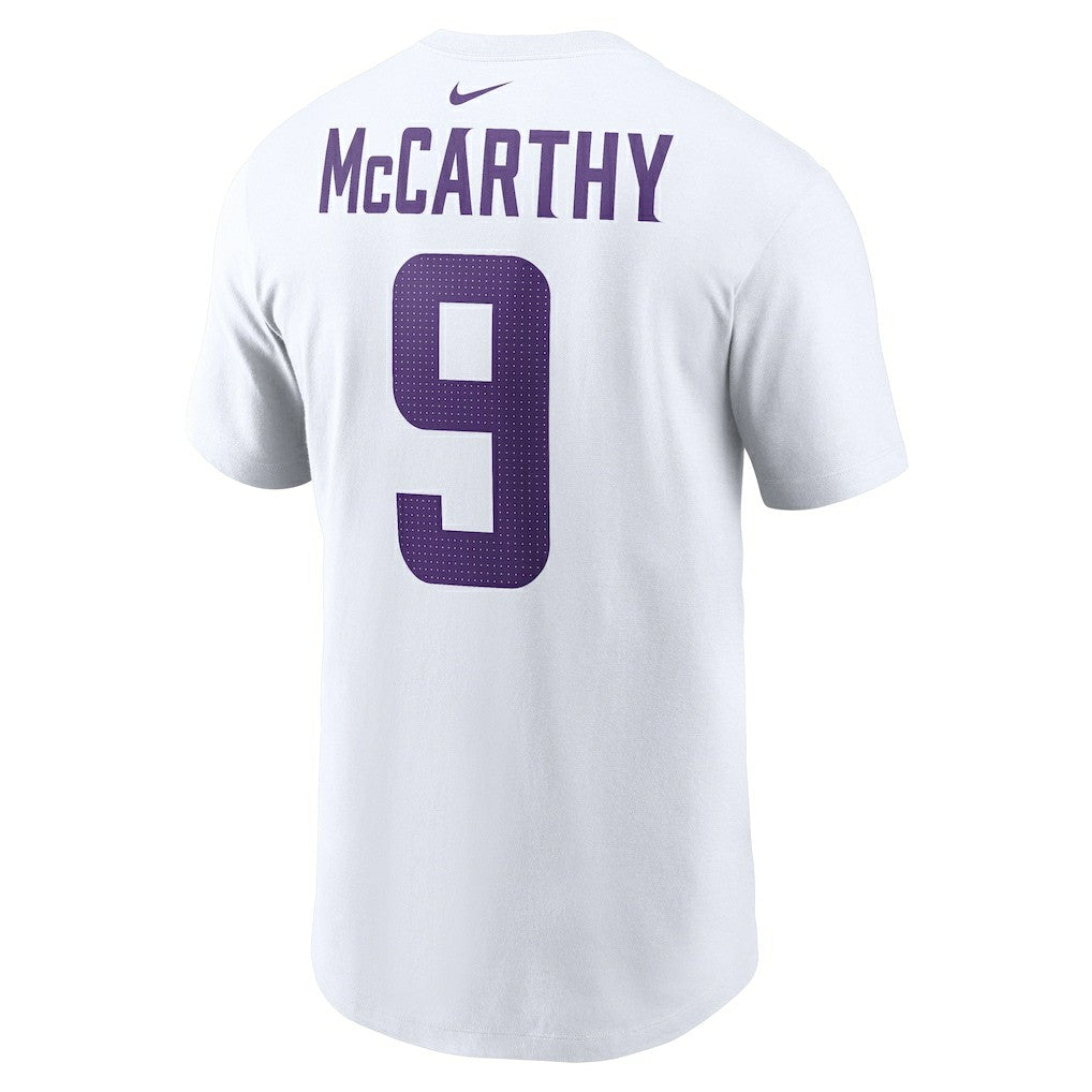 J.J. McCarthy Minnesota Vikings Player Name & Number T-Shirt - White | Nike online