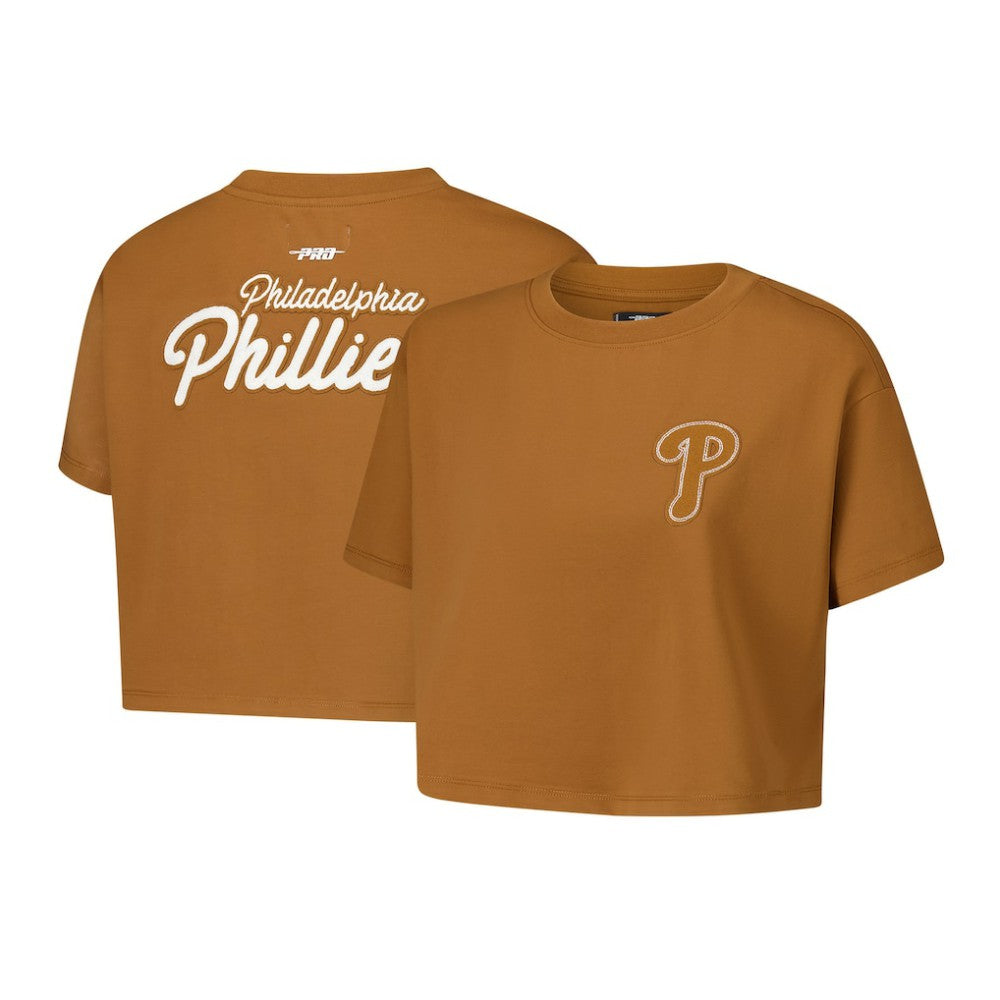 Philadelphia Phillies Pro Standard Women's Paint The City Cropped Boxy T-Shirt - Brown
