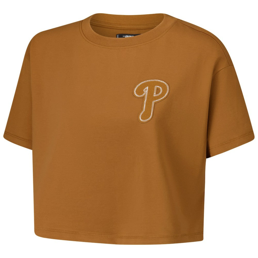 Philadelphia Phillies Pro Standard Women's Paint The City Cropped Boxy T-Shirt - Brown