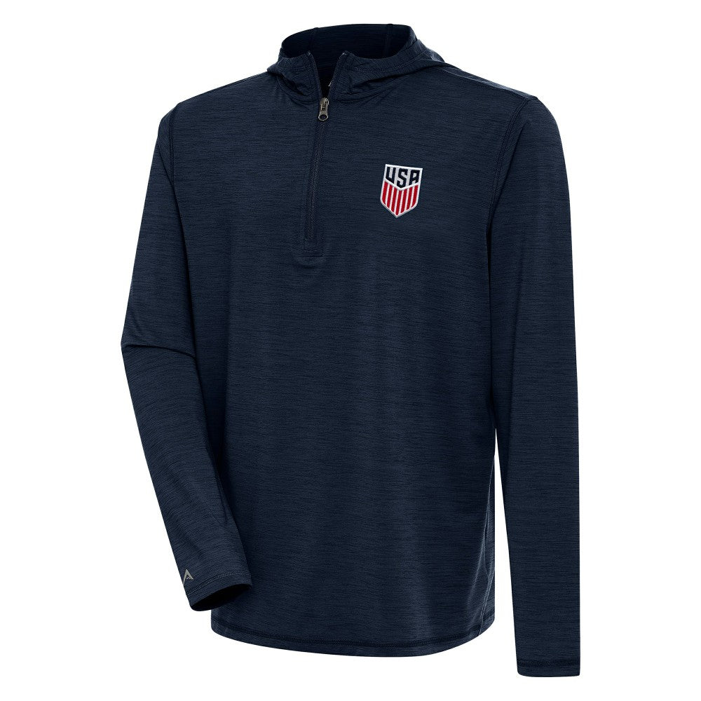 USMNT Antigua Tidy Quarter-Zip Hoodie - Heather Navy for sale