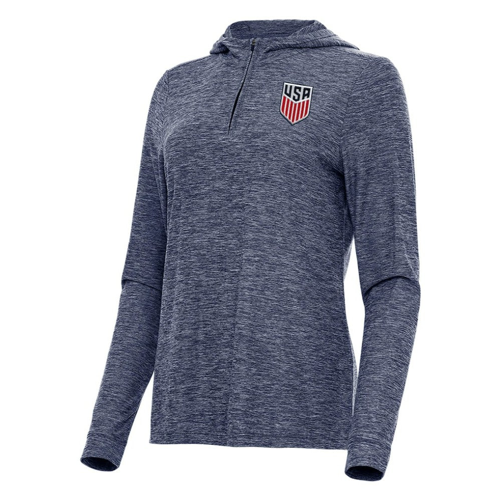 USMNT Antigua Women's Daybreak Quarter-Zip Hoodie - Heather Navy discount