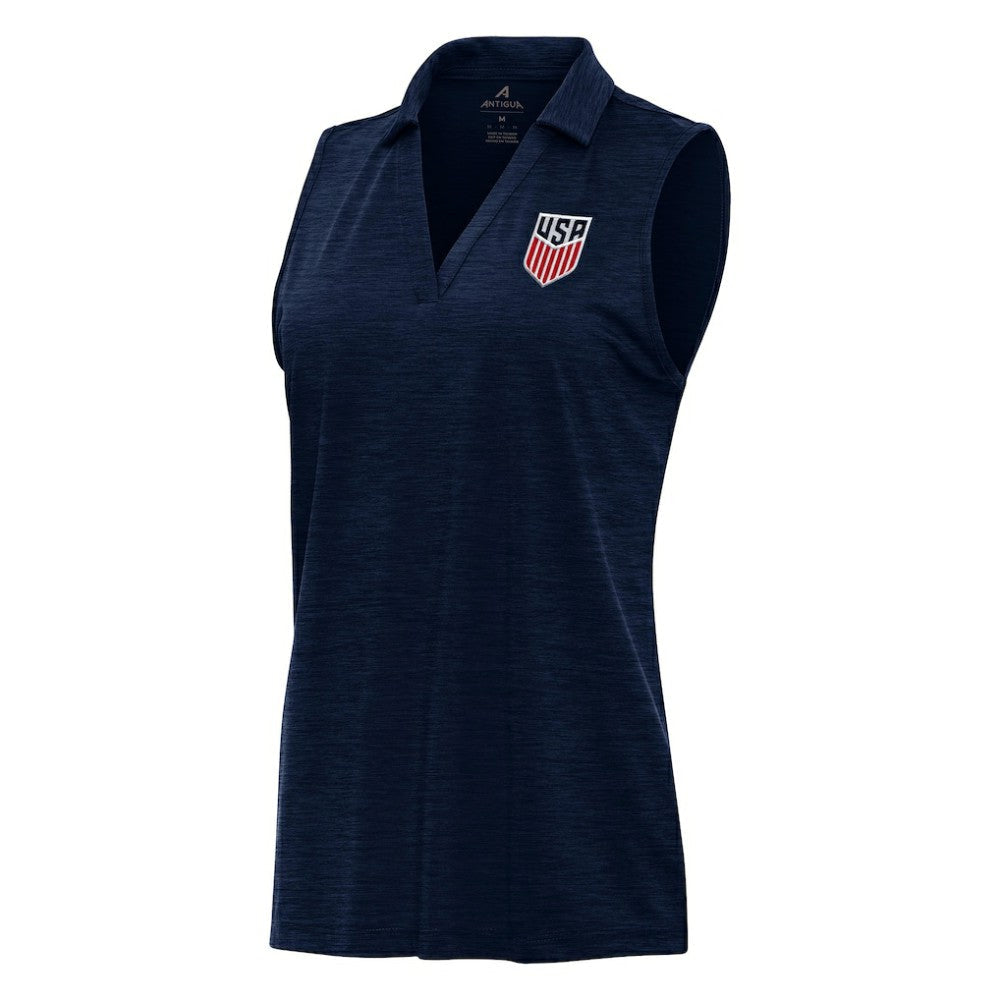 USMNT Antigua Layout Sleeveless V-Neck Polo - Heather Navy cheap