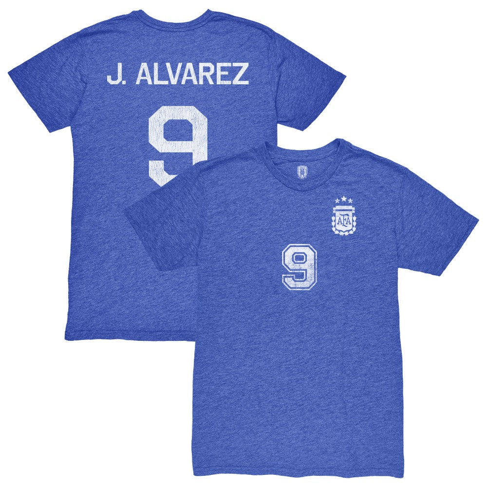 Julián Álvarez Argentina National Team 1863FC Retro Name & Number Tri-Blend T-Shirt - Blue cheap