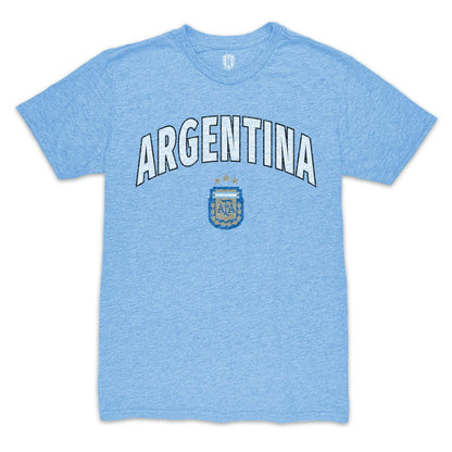Argentina National Team 1863FC Retro Wordmark Tri-Blend T-Shirt - Light Blue shop