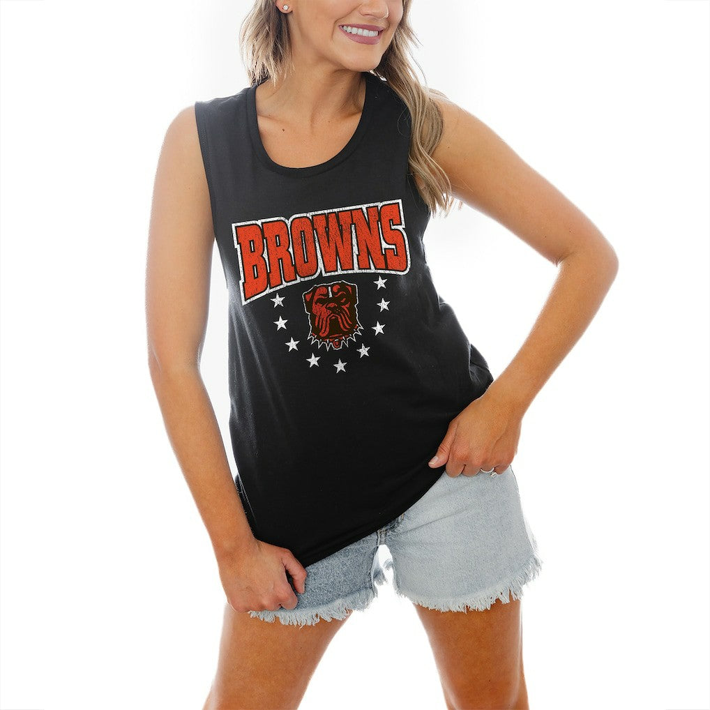 Cleveland Browns Gameday Couture Women's Baby You're A Star Racerback Scoop Neck Tapered Tank Top - Black outlet