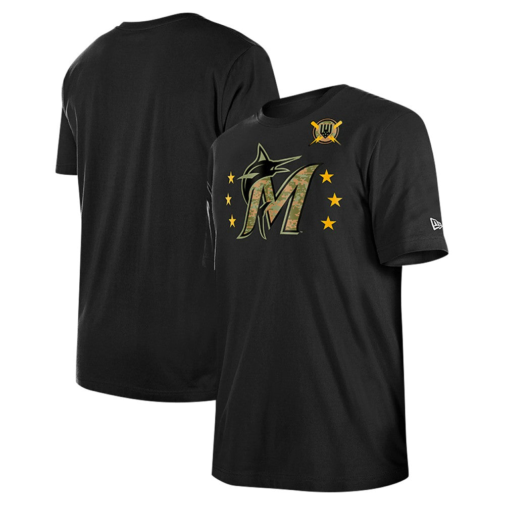Miami Marlins 2024 Armed Forces Day T-Shirt - Black | New Era