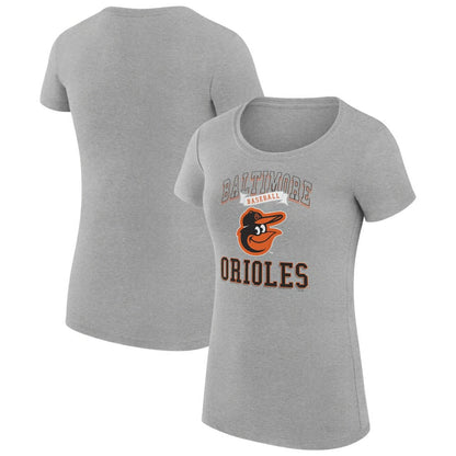 Baltimore Orioles G-III 4Her by Carl Banks Women's Super-Slim Fit Lightweight Team Logo Graphic T-Shirt - Heather Gray