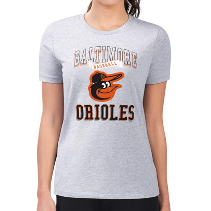 Baltimore Orioles G-III 4Her by Carl Banks Women's Super-Slim Fit Lightweight Team Logo Graphic T-Shirt - Heather Gray