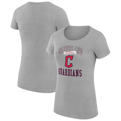 Cleveland Guardians G-III 4Her by Carl Banks Women's Super-Slim Fit Lightweight Team Logo Graphic T-Shirt - Heather Gray