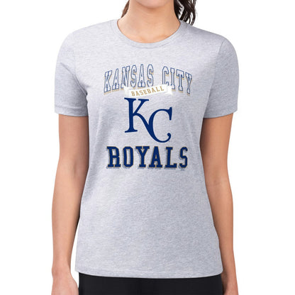 Kansas City Royals G-III 4Her by Carl Banks Women's Super-Slim Fit Lightweight Team Logo Graphic T-Shirt - Heather Gray