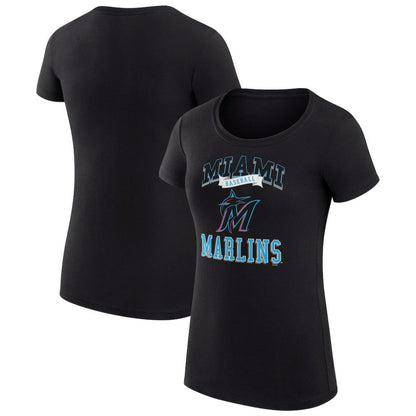 Miami Marlins G-III 4Her by Carl Banks Women's Super-Slim Fit Lightweight Team Logo Graphic T-Shirt - Black