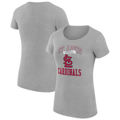 St. Louis Cardinals G-III 4Her by Carl Banks Women's Super-Slim Fit Lightweight Team Logo Graphic T-Shirt - Heather Gray