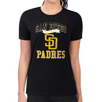 San Diego Padres G-III 4Her by Carl Banks Women's Super-Slim Fit Lightweight Team Logo Graphic T-Shirt - Black