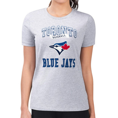 Toronto Blue Jays G-III 4Her by Carl Banks Women's Super-Slim Fit Lightweight Team Logo Graphic T-Shirt - Heather Gray