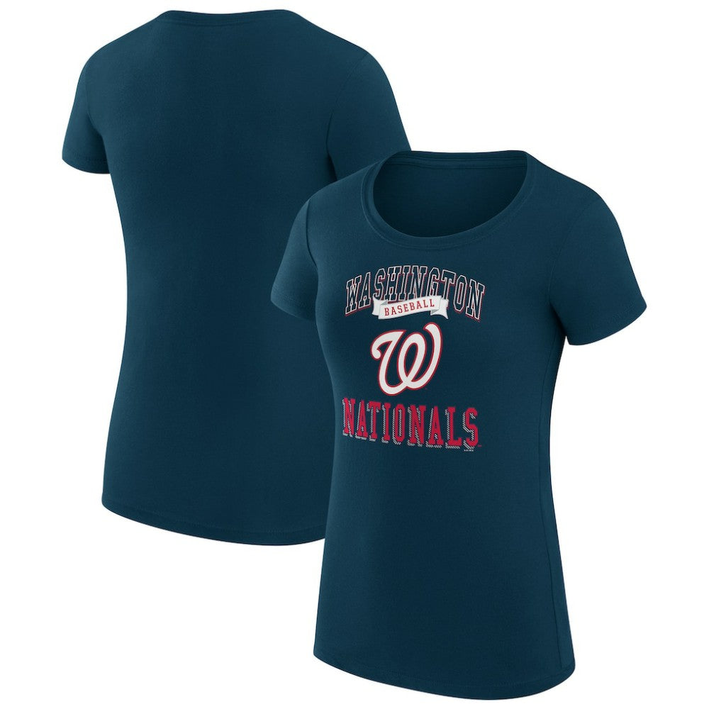 Washington Nationals G-III 4Her by Carl Banks Women's Super-Slim Fit Lightweight Team Logo Graphic T-Shirt - Navy