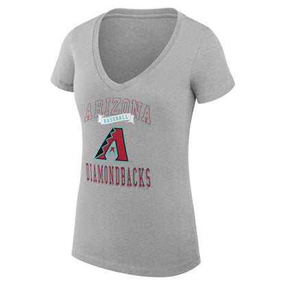 Arizona Diamondbacks G-III 4Her by Carl Banks Women's Super-Slim Fit Lightweight Team Logo Graphic V-Neck T-Shirt - Heather Gray
