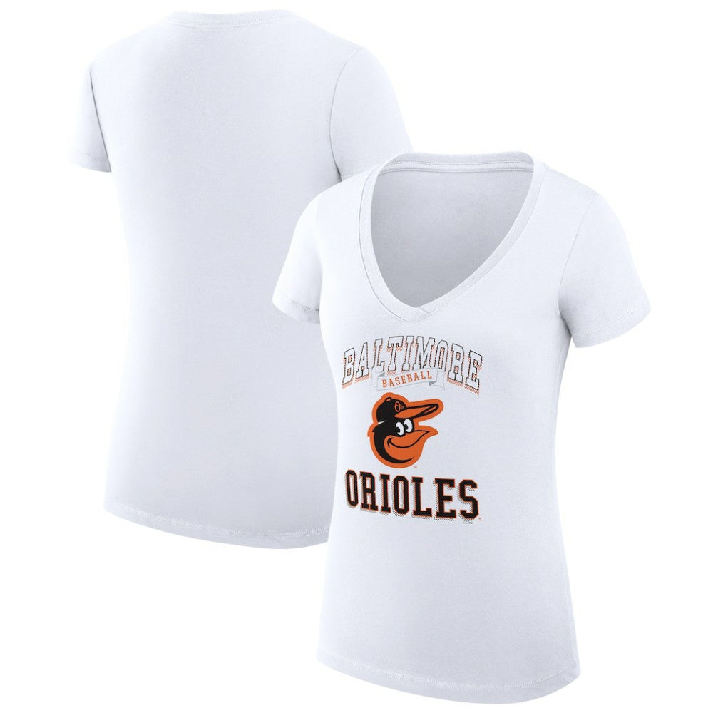 Baltimore Orioles G-III 4Her by Carl Banks Women's Super-Slim Fit Lightweight Team Logo Graphic V-Neck T-Shirt - White