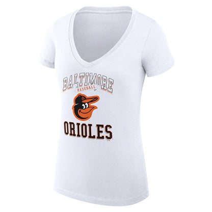 Baltimore Orioles G-III 4Her by Carl Banks Women's Super-Slim Fit Lightweight Team Logo Graphic V-Neck T-Shirt - White