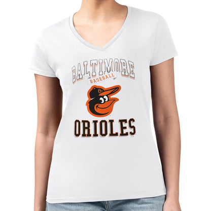 Baltimore Orioles G-III 4Her by Carl Banks Women's Super-Slim Fit Lightweight Team Logo Graphic V-Neck T-Shirt - White
