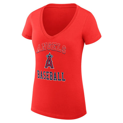 Los Angeles Angels G-III 4Her by Carl Banks Women's Super-Slim Fit Lightweight Team Logo Graphic V-Neck T-Shirt - Red