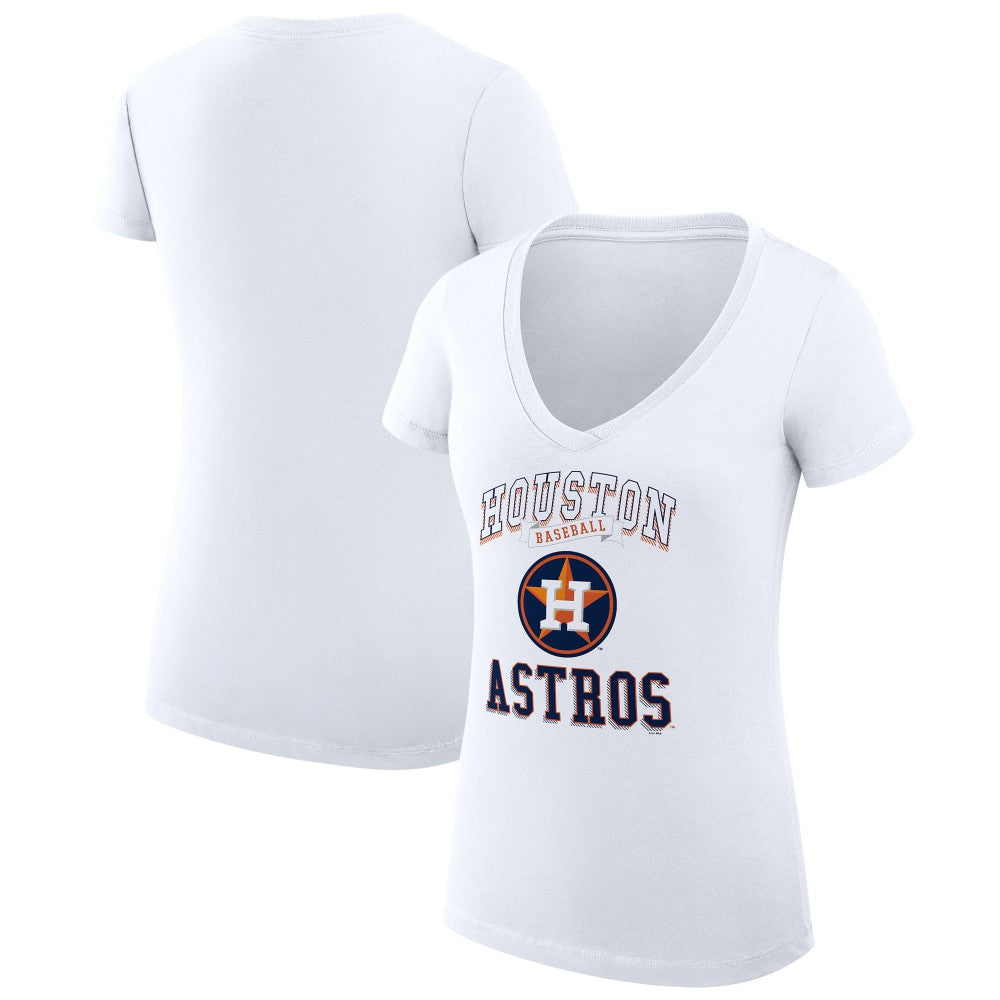 Houston Astros G-III 4Her by Carl Banks Women's Super-Slim Fit Lightweight Team Logo Graphic V-Neck T-Shirt - White