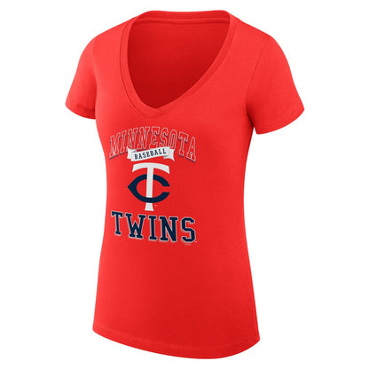 Minnesota Twins G-III 4Her by Carl Banks Women's Super-Slim Fit Lightweight Team Logo Graphic V-Neck T-Shirt - Red