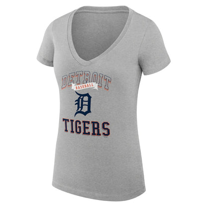 Detroit Tigers G-III 4Her by Carl Banks Women's Super-Slim Fit Lightweight Team Logo Graphic V-Neck T-Shirt - Heather Gray