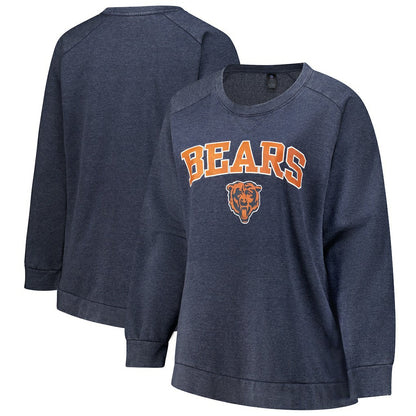 Chicago Bears Profile Women's Plus Size Acid Wash Raglan Sweatshirt - Navy cheap