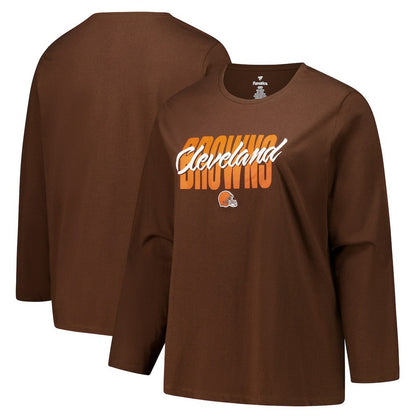 Cleveland Browns Women's Long Sleeve Scoop Neck T-Shirt - Brown for sale