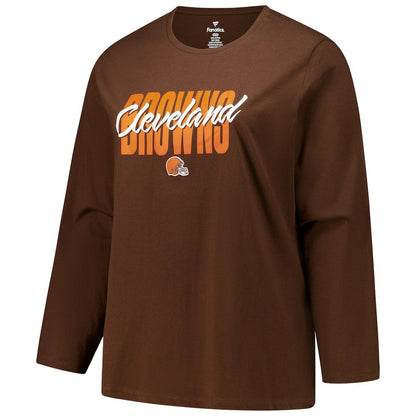 Cleveland Browns Women's Long Sleeve Scoop Neck T-Shirt - Brown for sale