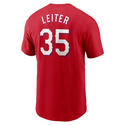 Jack Leiter Texas Rangers Fuse Name & Number T-Shirt - Red | Nike