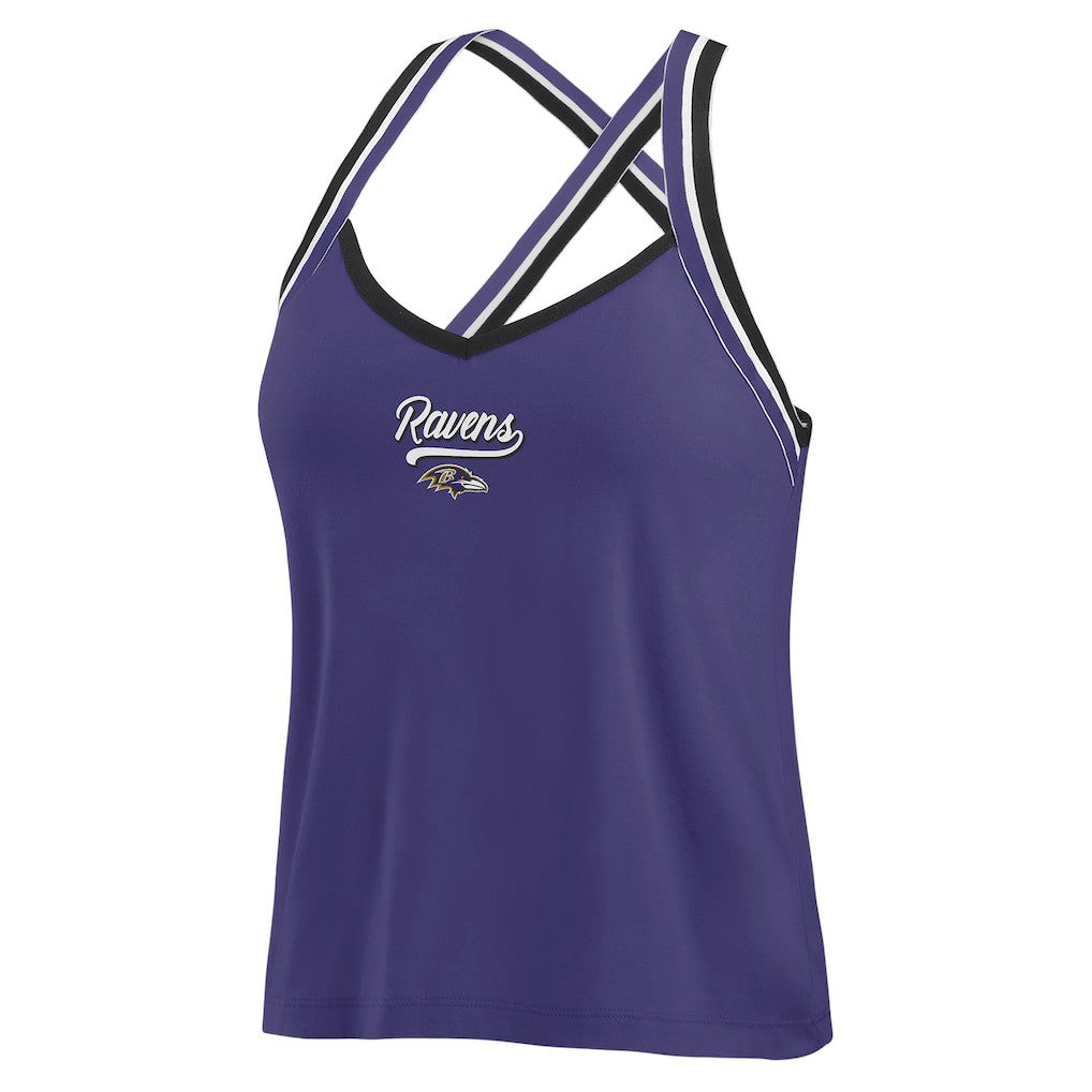 Baltimore Ravens WEAR by Erin Andrews Women's Cross Strap Tri-Blend Tank Top - Purple outlet