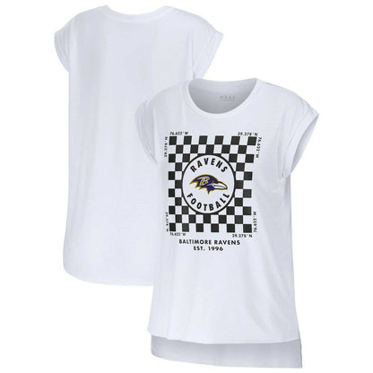 Baltimore Ravens WEAR by Erin Andrews Women's Checker Muscle Tank Top - White sale