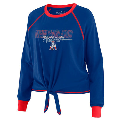 New England Patriots WEAR by Erin Andrews Women's Tie-Front Long Sleeve T-Shirt - Royal on sale