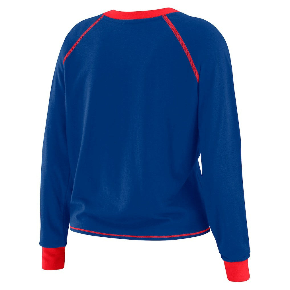 New England Patriots WEAR by Erin Andrews Women's Tie-Front Long Sleeve T-Shirt - Royal on sale