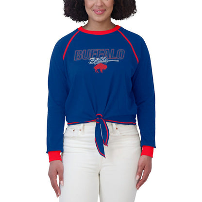 Buffalo Bills WEAR by Erin Andrews Women's Tie-Front Long Sleeve T-Shirt - Royal outlet