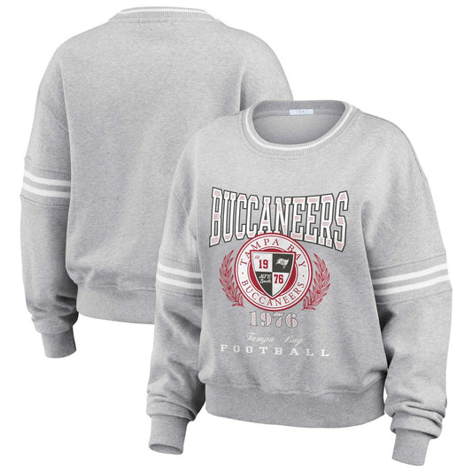 Tampa Bay Buccaneers WEAR by Erin Andrews Women's Cropped Pullover Sweatshirt - Heather Gray cheap