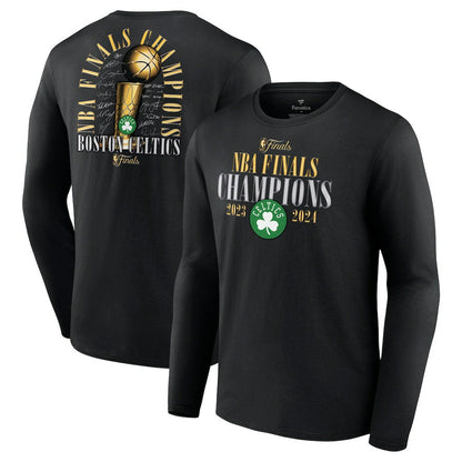 Boston Celtics 2024 NBA Finals Champions Fade Away Jumper Roster Signature Long Sleeve T-Shirt - Black | Fanatics outlet