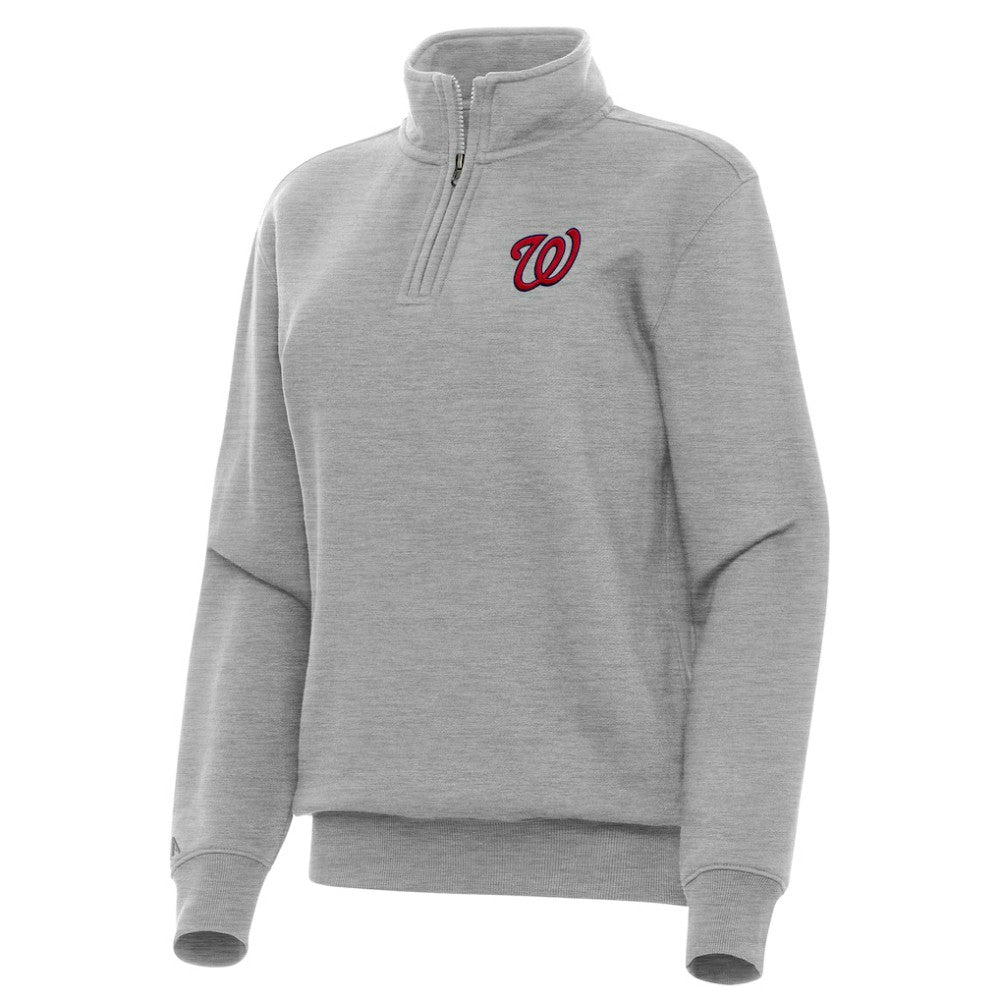 Washington Nationals Antigua Women's Victory Quarter-Zip Sweatshirt - Heather Gray