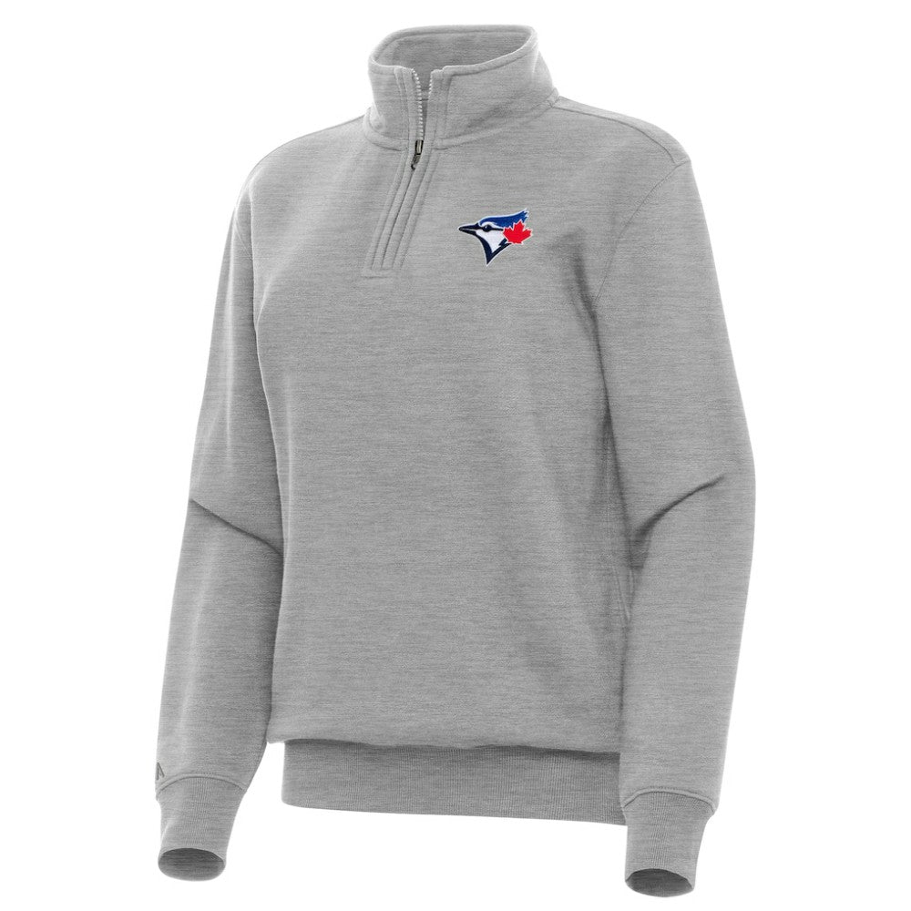 Toronto Blue Jays Antigua Women's Victory Quarter-Zip Sweatshirt - Heather Gray