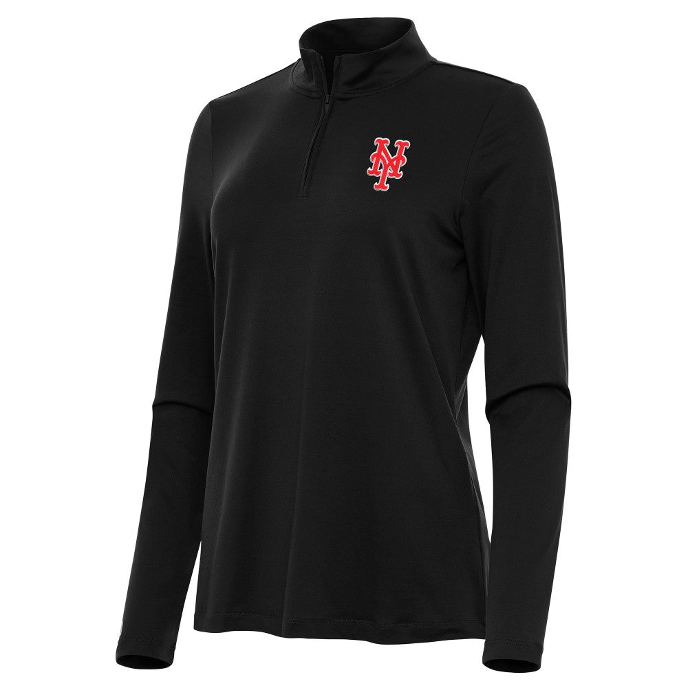 New York Mets Antigua Women's Reprocess Quarter-Zip Top - Black