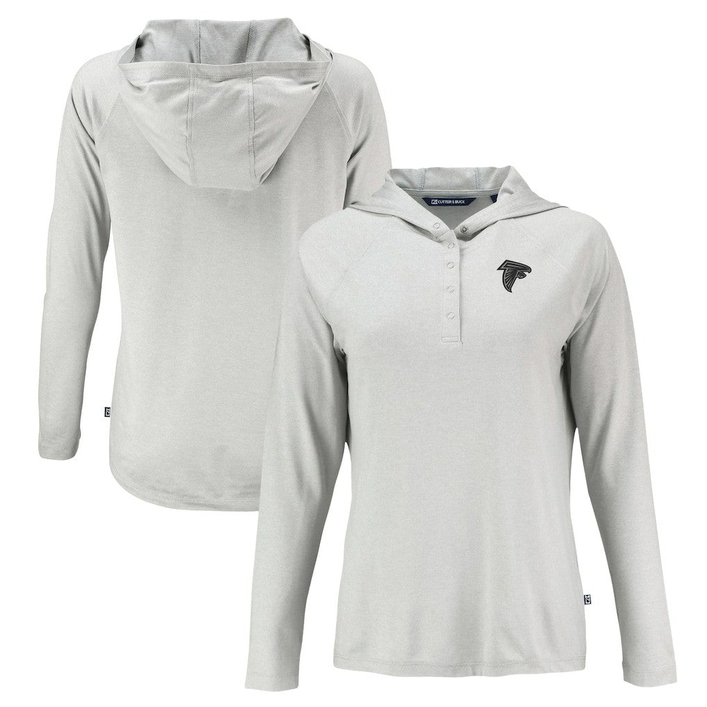Atlanta Falcons Cutter & Buck Women's Coastline Epic Comfort Eco Recycled Long Sleeve Hoodie T-Shirt - Gray outlet