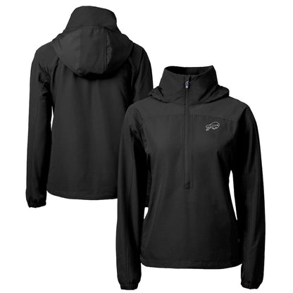 Buffalo Bills Cutter & Buck Women's Charter Eco Recycled Half-Zip Hoodie Anorak Jacket - Black for sale