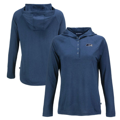 Seattle Seahawks Cutter & Buck Women's Coastline Epic Comfort Eco Recycled Long Sleeve Hoodie T-Shirt - Navy sale