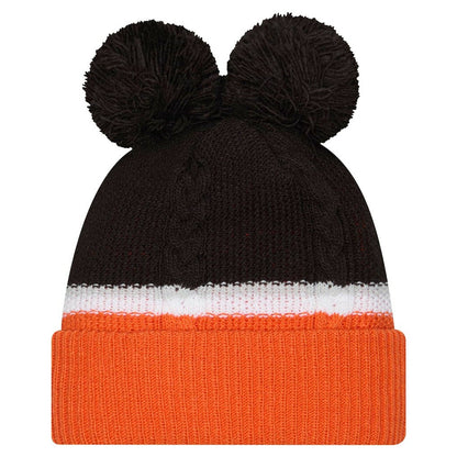 Cincinnati Bengals New Era Women's Double Bubble Cuffed Knit Hat with Poms - Black discount