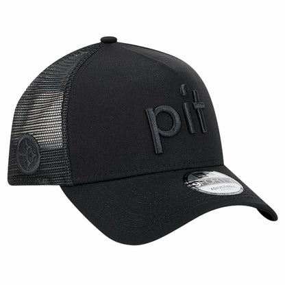 Pittsburgh Steelers New Era Domain 9FORTY A-Frame Trucker Adjustable Hat - Black cheap
