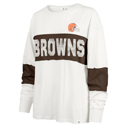 Cleveland Browns '47 Women's Clubhouse Pride Taylor Long Sleeve T-Shirt - Cream online