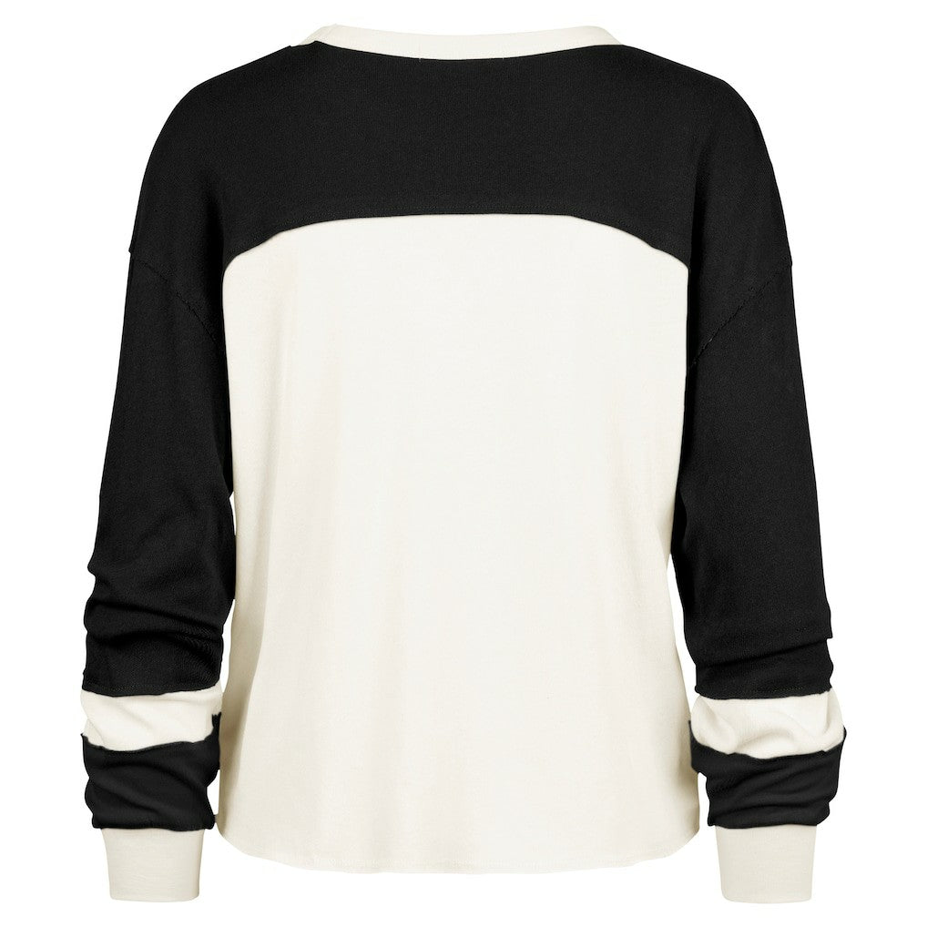 New Orleans Saints '47 Women's Double Header Curve Raglan Long Sleeve Crop Top - Cream on sale